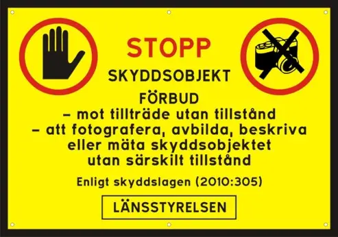 Skylt om skyddsobjekt